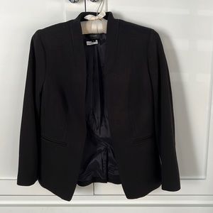 Black j crew collarless jacket, size 0